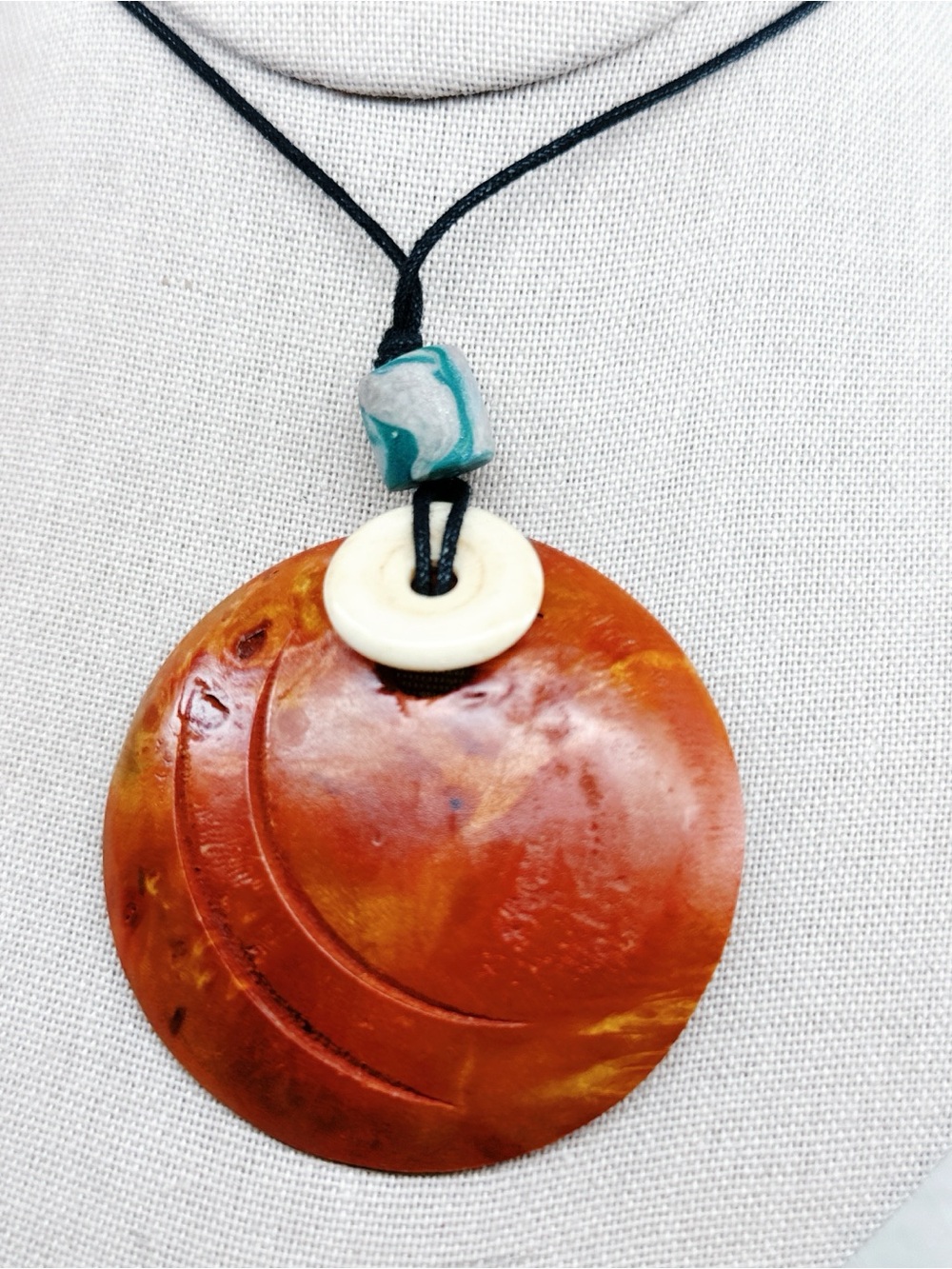 226gc. Wood Unisex Necklace Handmade